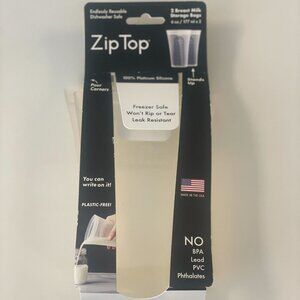 Zip Top Reusable 100% Silicone Breast Milk Storage Bags - 2pK